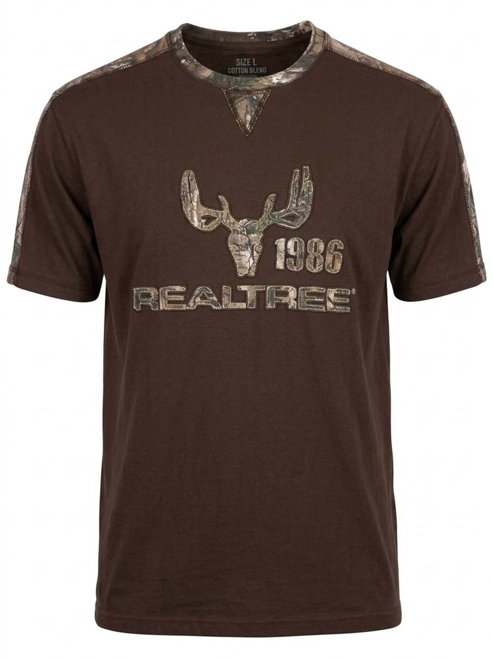 Realtree Brown Short-Sleeve Tee with Camo Logo and Trim